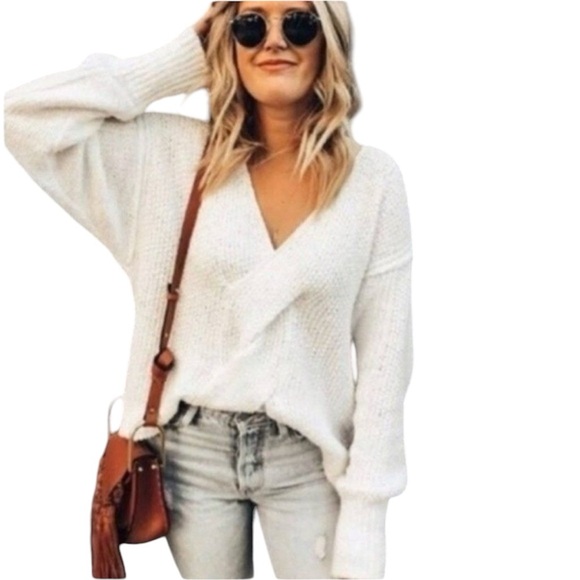 Free People Coco V Neck Sweater White Small - Picture 1 of 16